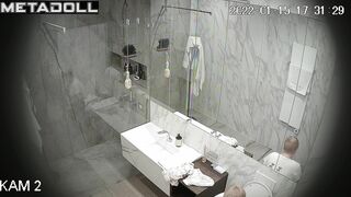 Naked chubby milf relaxing in the bathroom, solo tape