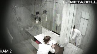 Water procedures bring her joy - bathroom spy camera