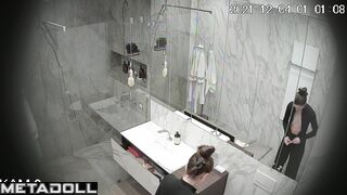 She loves to wash her beautiful body, bathroom tape