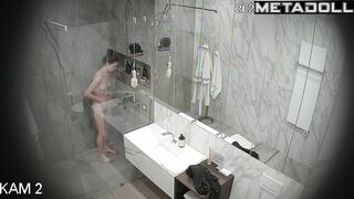 She loves to wash her beautiful body, bathroom tape