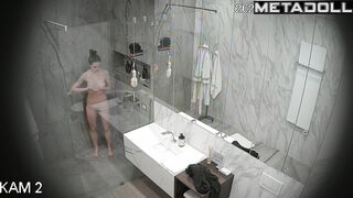 She loves to wash her beautiful body, bathroom tape