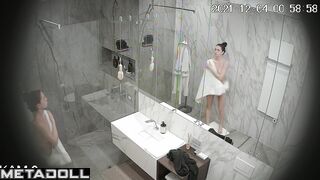 She loves to wash her beautiful body, bathroom tape