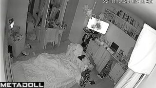 Masturbation helps her fall asleep, solo spy camera