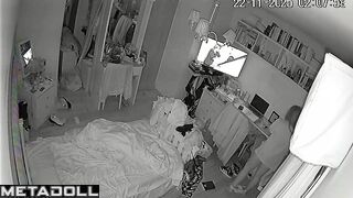 Masturbation helps her fall asleep, solo spy camera