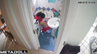 Her home is periodically monitored, especially bathroom