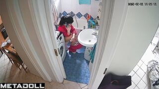 Her home is periodically monitored, especially bathroom