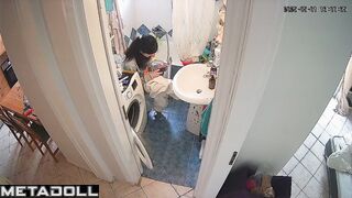 Her toilet is periodically monitored - hidden camera
