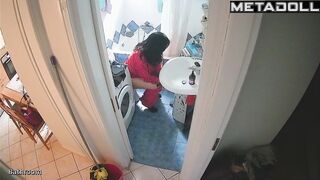 This is her only place to rest (spy bathroom camera)