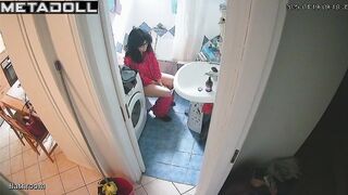 This is her only place to rest (spy bathroom camera)