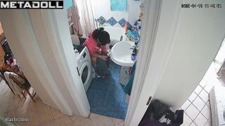 Serious phone chatting on the toilet, hidden camera