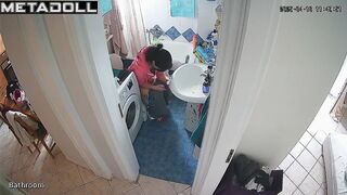 Serious phone chatting on the toilet, hidden camera