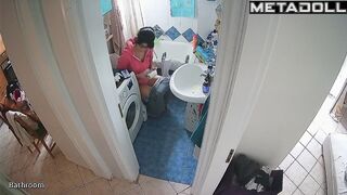 Serious phone chatting on the toilet, hidden camera