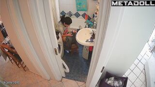 She loves to relax in the shower and on the toilet