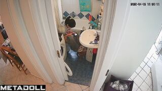 She loves to relax in the shower and on the toilet