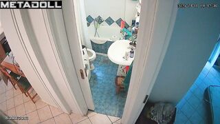 Something amused her while she was sitting on the toilet