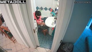 Something amused her while she was sitting on the toilet