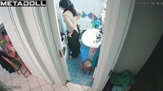 After work she decided to go to the bathroom, look