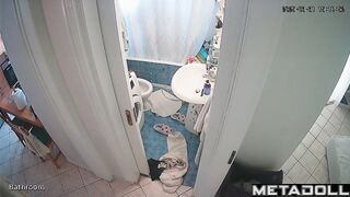 She feels refreshed after her shower, bathroom video