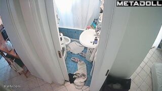 She feels refreshed after her shower, bathroom video