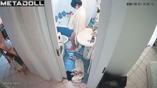 She feels refreshed after her shower, bathroom video