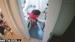 Brunette feels too tired in the morning, spy camera