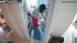 She sits on the toilet too much, bathroom hidden cam