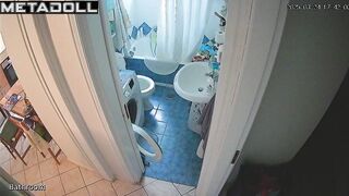 Woman was busy all day and only now was able to go to pee