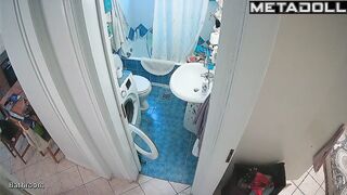 Woman was busy all day and only now was able to go to pee