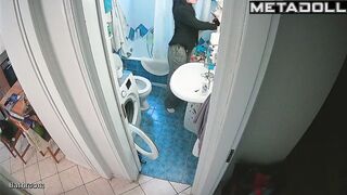 Woman was busy all day and only now was able to go to pee