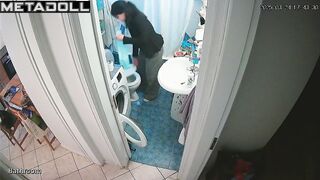 Woman was busy all day and only now was able to go to pee