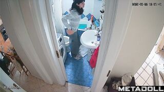 Lady can only relax on the toilet - bathroom video