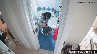 Lady can only relax on the toilet - bathroom video