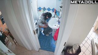 Lady can only relax on the toilet - bathroom video