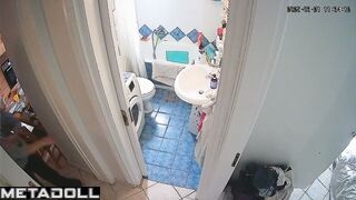 Brunette can only relax in the bathroom - spy camera