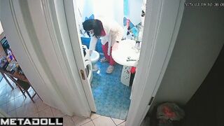 Her morning routine with teeth brushing that she enjoys, solo scene