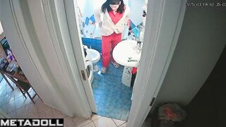 Her morning routine with teeth brushing that she enjoys, solo scene