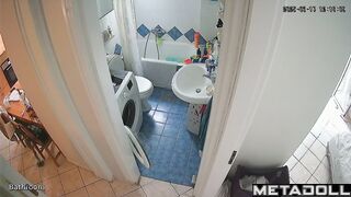 Her morning toilet routine that she enjoys, solo scene