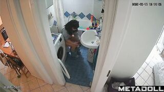 Her morning toilet routine that she enjoys, solo scene