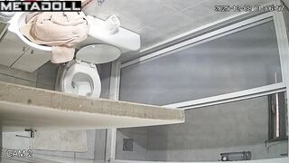 Blonde didn't like the hidden camera in the toilet