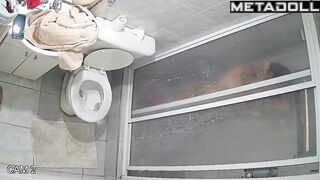Blonde didn't like the hidden camera in the toilet