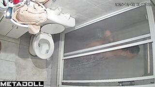 Blonde didn't like the hidden camera in the toilet