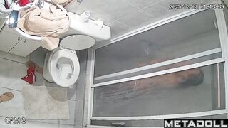 Blonde didn't like the hidden camera in the toilet