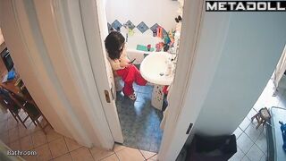 Brunette didn't like the hidden camera in the toilet