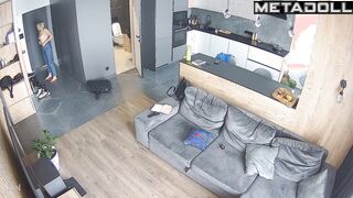 Living room routine - someone was looking at her hot tits for a long time
