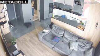 Living room routine - someone was looking at her hot tits for a long time