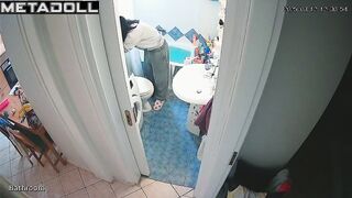 She always washes her hands after using the toilet