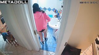Someone is watching her routine in the bathroom 24/7