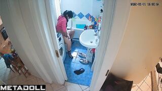 Someone is watching her routine in the bathroom 24/7