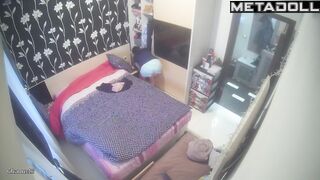 Brunette making her bed right now - hidden camera