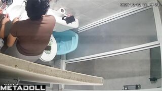 Pregnant brunette decided to freshen up in the bathroom